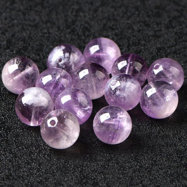 purple rutilated quartz bead, purple bead, clear bead, round bead, through hole bead, natural bead, genuine bead - Image 2