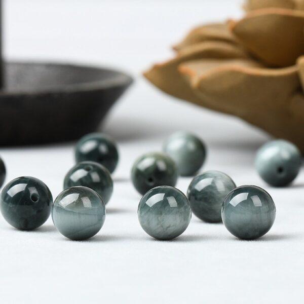 falcon eye bead, gray bead, round bead, through hole bead, natural bead, genuine bead - Image 2