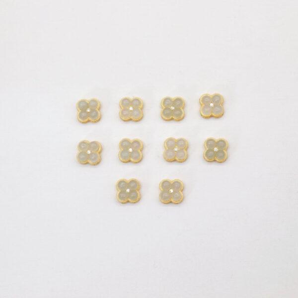 four-leaf clover bead, bezel bead, nephrite bead, sterling silver bead, gild bead, golden bead, 2pcs / 5 pcs - Image 3
