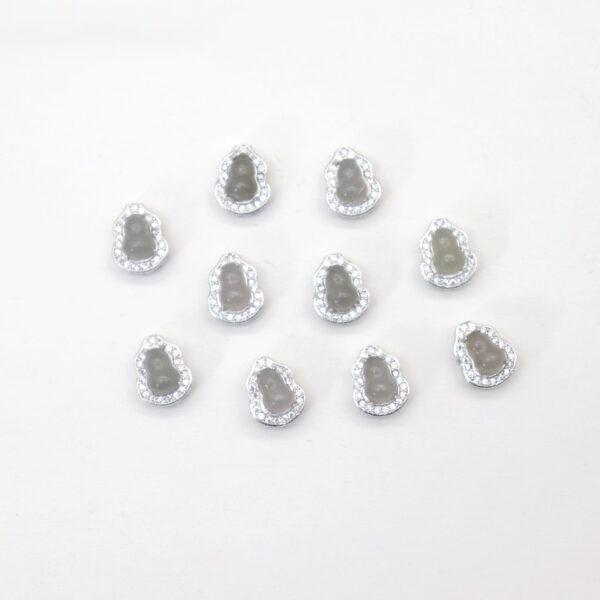 gourd bead, bezel bead, nephrite bead, gray purple bead, sterling silver bead, gild bead, golden bead, 2pcs / 5 pcs - Image 2