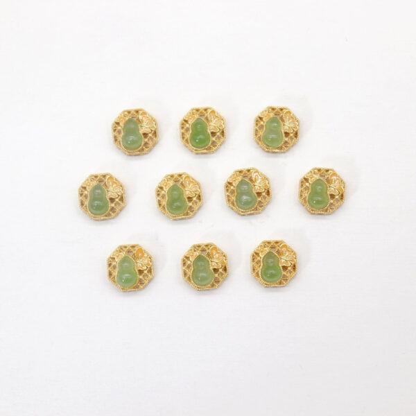 gourd bead, butterfly bead, bezel bead, nephrite bead, green bead, sterling silver bead, gild bead, golden bead, 2pcs / 5 pcs - Image 2