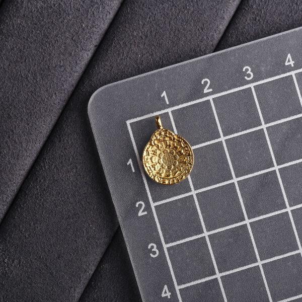 Nine Palaces and Eight Trigrams charm, round charm, amulet charm, s925 sterling silver, golden charm, gild bead - Image 2