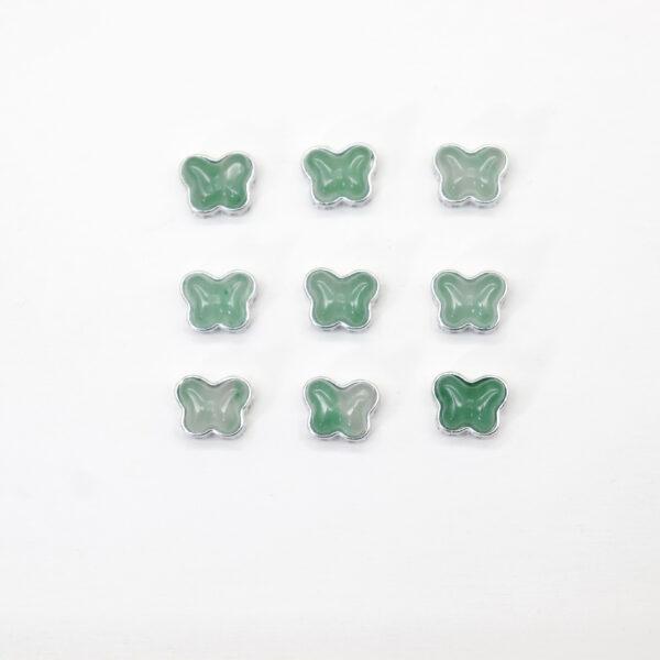 butterfly bead, bezel bead, quartz bead, green bead, sterling silver bead, gild bead, golden bead, 2pcs / 5 pcs - Image 2