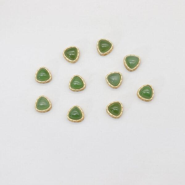 triangle bead, bezel bead, nephrite bead, green bead, sterling silver bead, gild bead, golden bead, 2pcs / 5 pcs - Image 2