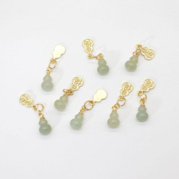 gourd charm, light green charm, nephrite charm, sterling silver charm, gild bead, golden charm, 2pcs / 5 pcs - Image 2