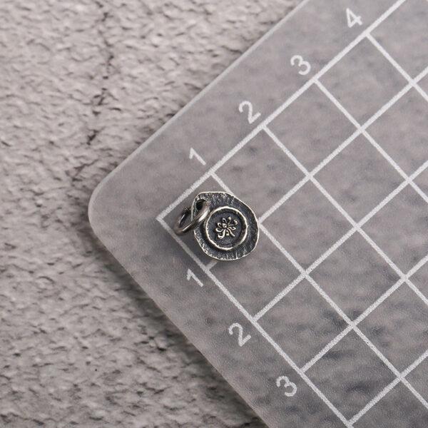 lotus flower charm, oval charm, s925 sterling silver, silver bead, silver charm, oxidized silver bead - Image 2