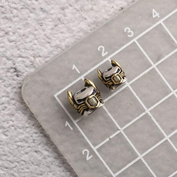 robot head bead, helmet bead, spacer bead, s925 sterling silver, silver bead, oxidized silver bead - Image 2