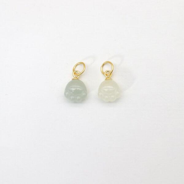 cat paw charm, nephrite charm, white charm, green charm, sterling silver charm, gild bead, golden charm, 2pcs / 5 pcs - Image 2