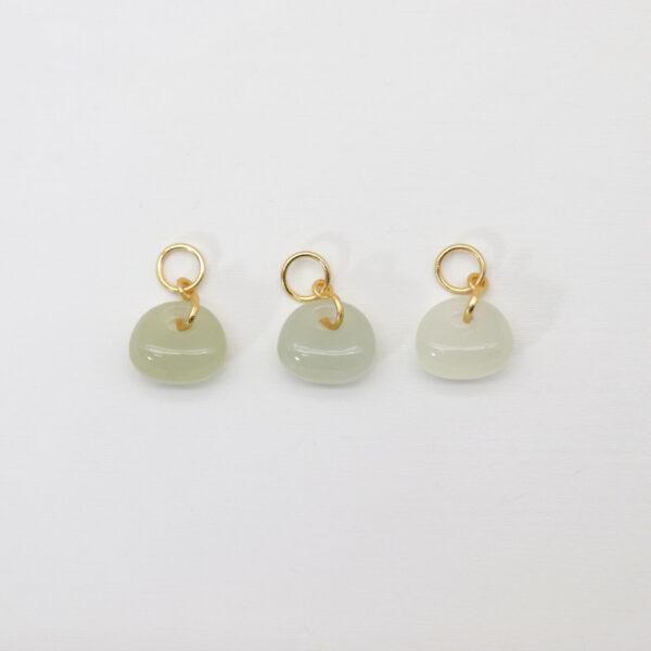 simple oval charm, nephrite charm, white charm, green charm, sterling silver charm, gild bead, golden charm, 2pcs / 5 pcs - Image 2