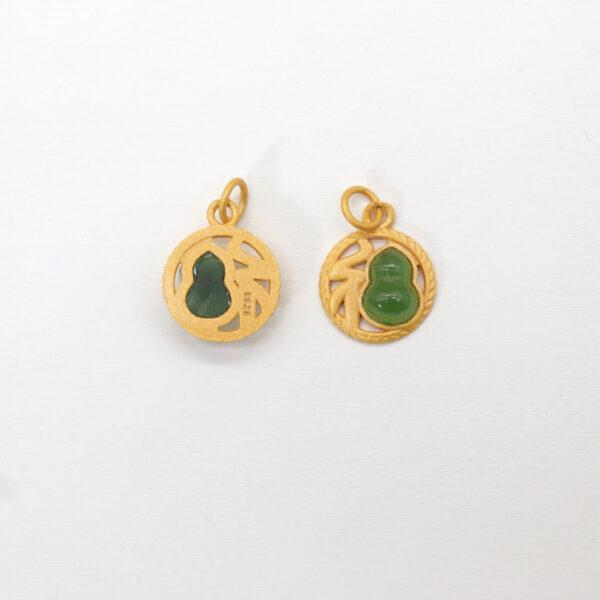 round charm, gourd charm, 福 charm, nephrite charm, green charm, sterling silver charm, gild bead, golden charm, 2pcs / 5 pcs - Image 2