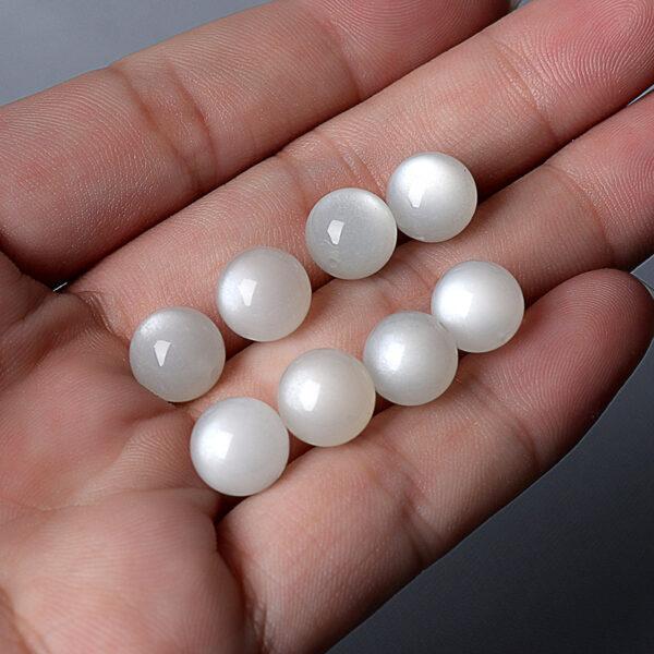 white moonstone bead, moonstone bead, round bead, through hole bead - Image 2