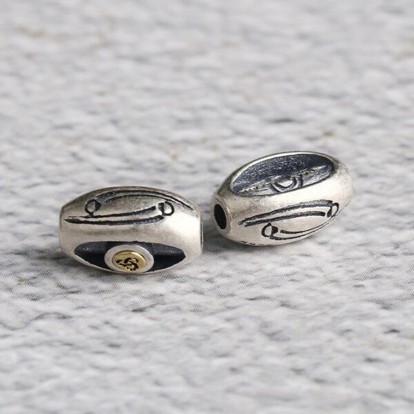 oval bead, retro bead, spacer bead, s925 sterling silver, silver bead, oxidized silver bead - Image 2