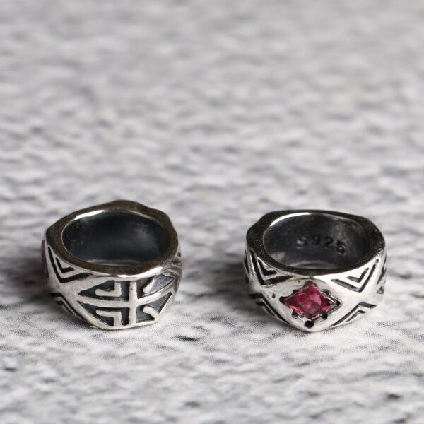 ring bead, geometric pattern bead, jump ring bead, spacer bead, s925 sterling silver, silver bead, oxidized silver bead - Image 2