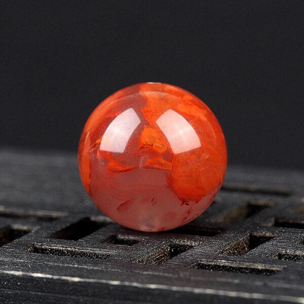 red agate bead, red texture bead, liangshan nanhong bead, round bead, through hole bead - Image 2