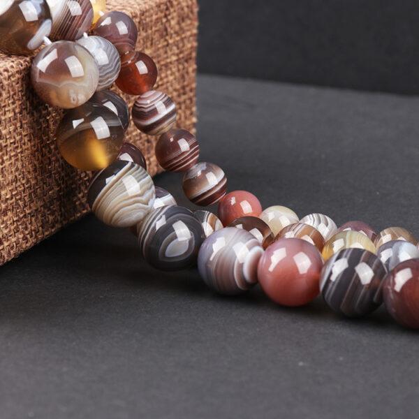 strip pattern agate bead, round bead, through hole bead - Image 2