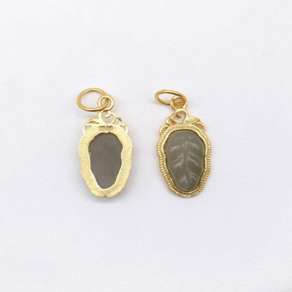 leaf charm, nephrite charm, purple charm, sterling silver charm, gild bead, golden charm, 2pcs / 5 pcs - Image 2