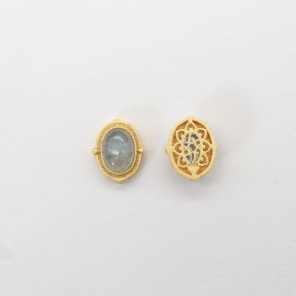 oval bead, bezel bead, aquamarine bead, light blue bead, sterling silver bead, gild bead, golden bead, 2pcs / 5 pcs - Image 2
