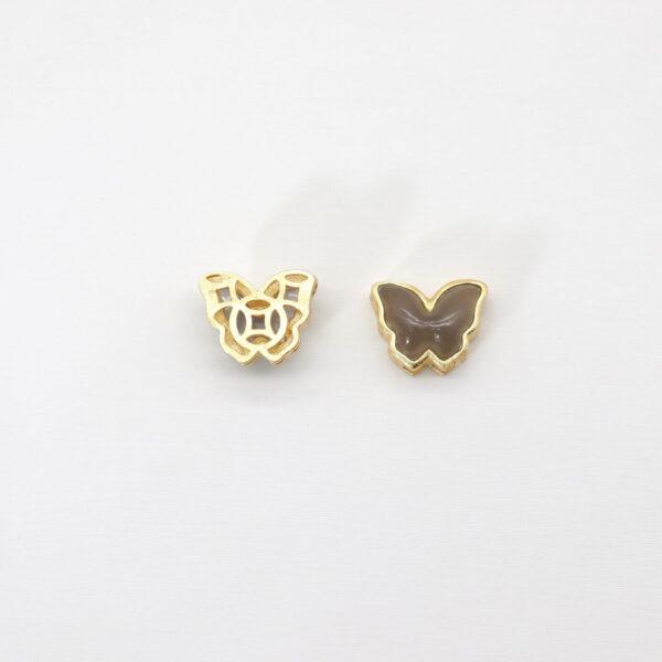 butterfly bead, bezel bead, nephrite bead, gray purple bead, sterling silver bead, gild bead, golden bead, 2pcs / 5 pcs - Image 2