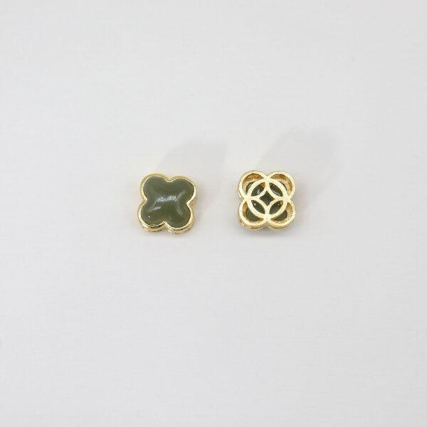 Four-leaf clover bead, bezel bead, nephrite bead, gray green bead, sterling silver bead, gild bead, golden bead, 2pcs / 5 pcs - Image 2