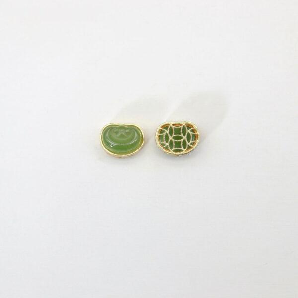 oval bead, bezel bead, nephrite bead, green bead, sterling silver bead, gild bead, golden bead, 2pcs / 5 pcs - Image 2