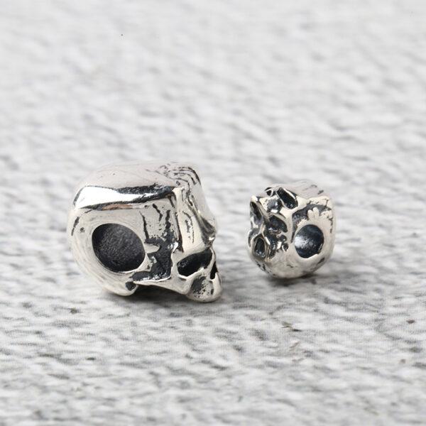 skull bead, spacer bead, s925 sterling silver, silver bead, oxidized silver bead - Image 2