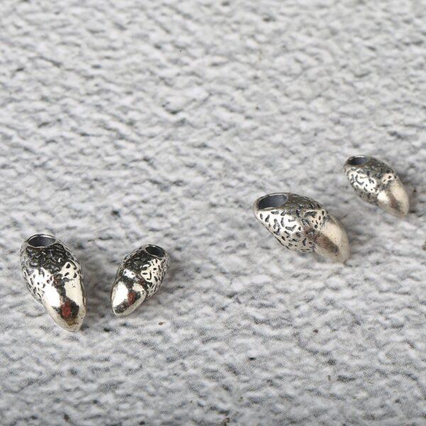 tiger tooth bead, spacer bead, s925 sterling silver, silver bead, oxidized silver bead - Image 2