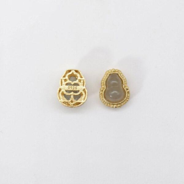 gourd bead, bezel bead, nephrite bead, gray purple bead, sterling silver bead, gild bead, golden bead, 2pcs / 5 pcs - Image 2