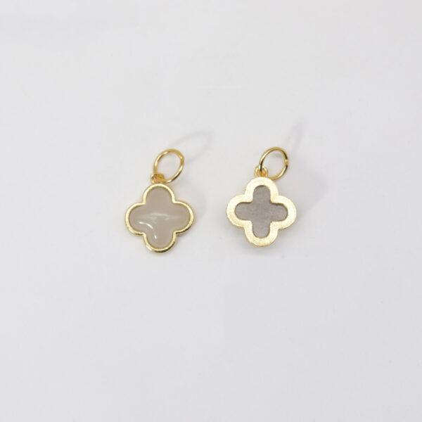 Four-leaf clover charm, nephrite charm, gray purple charm, sterling silver charm, gild bead, golden charm, 2pcs / 5 pcs - Image 2
