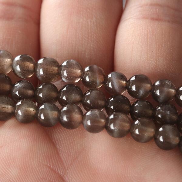 black sunstone bead, round bead, through hole bead - Image 2