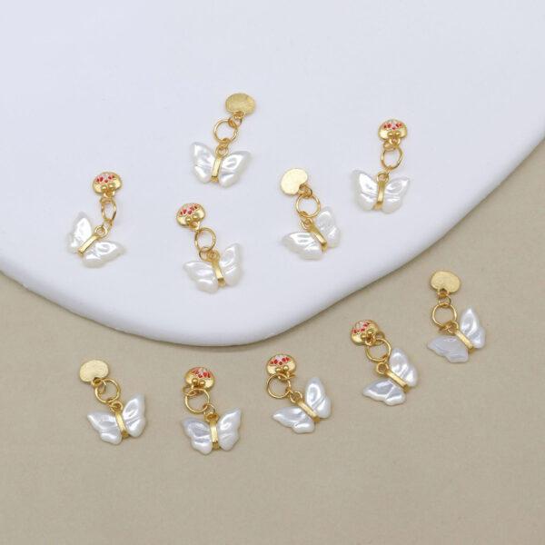 butterfly charm, shell charm, sterling silver charm, gild bead, golden charm, 2pcs / 5 pcs - Image 2