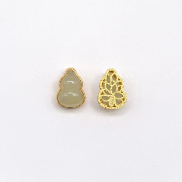 gourd bead, bezel bead, nephrite bead, sterling silver bead, gild bead, golden bead, 2pcs / 5 pcs - Image 2