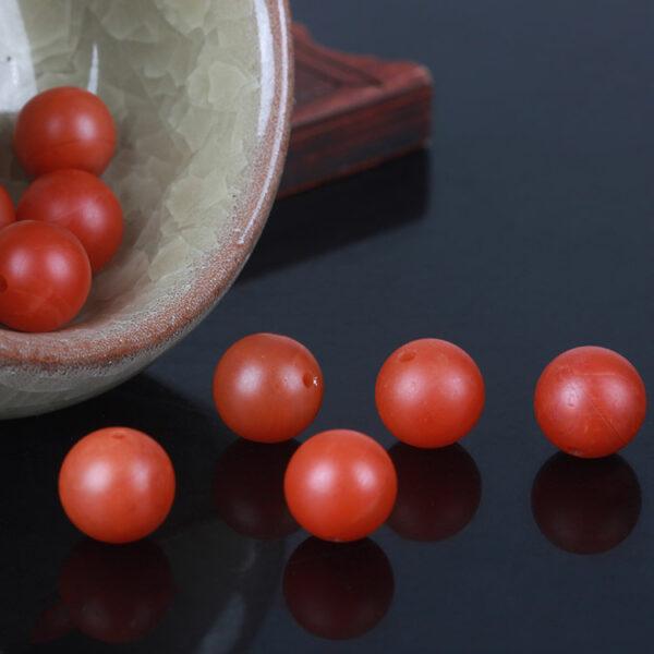 red agate bead, baoshan nanhong bead, round bead, through hole bead - Image 2