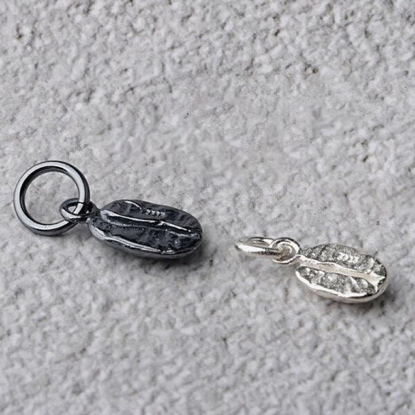 coffee bean charm, s925 sterling silver, silver bead, silver charm, oxidized silver bead - Image 2