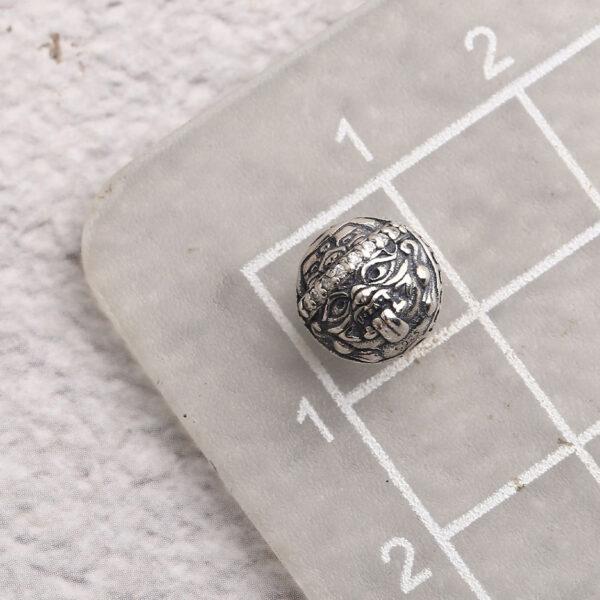 double faces bead, round bead, spacer bead, s925 sterling silver, silver bead, oxidized silver bead - Image 2
