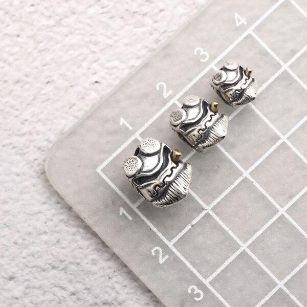 abstract head bead, retro bead, spacer bead, s925 sterling silver, silver bead, oxidized silver bead - Image 2
