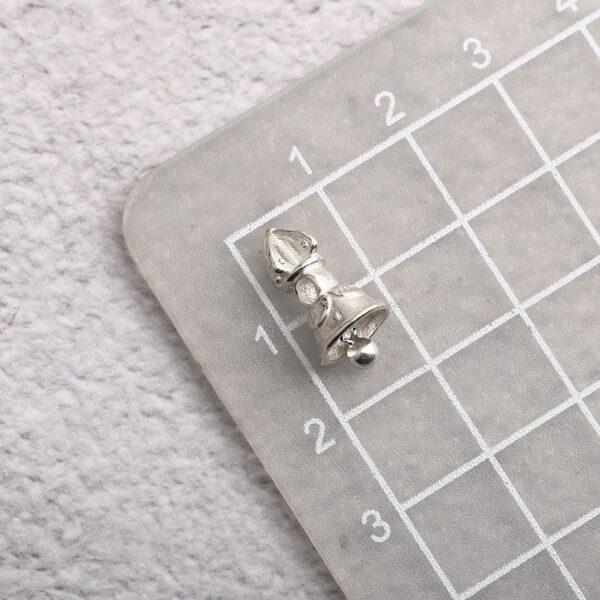 bell charm, s925 sterling silver, silver bead, silver charm, oxidized silver bead - Image 2