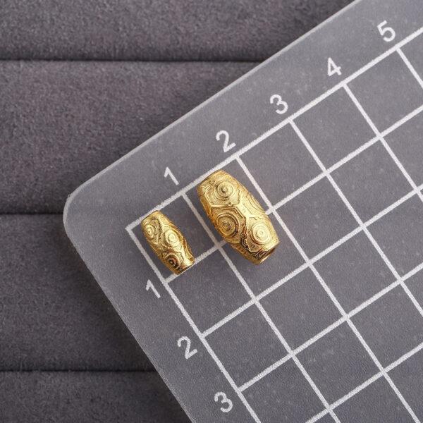 dzi bead, oval bead, spacer bead, s925 sterling silver, sterling silver bead, golden bead, gild bead - Image 2