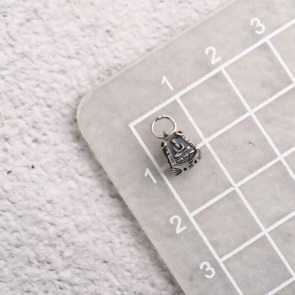quadrangular pyramid charm, buddha pattern charm, s925 sterling silver, silver bead, silver charm, oxidized silver bead - Image 2