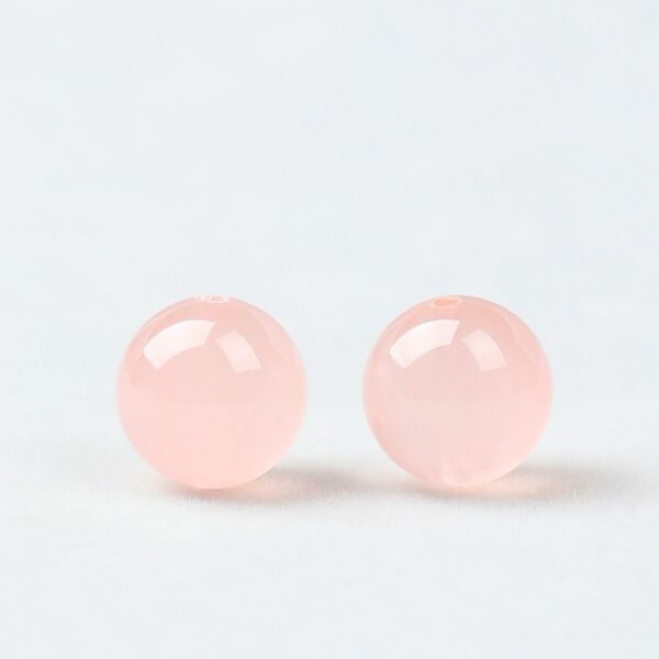 rose quartz bead, pink bead, round bead, through hole bead, natural bead, genuine bead - Image 2