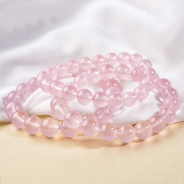 rose quartz bead, icy pink bead, round bead, through hole bead, natural bead, genuine bead - Image 2