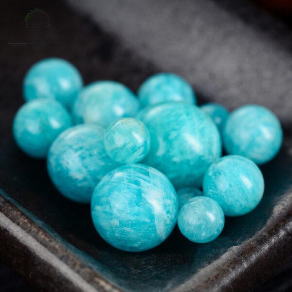 amazonite bead, blue bead, round bead, through hole bead, natural bead, genuine bead - Image 2