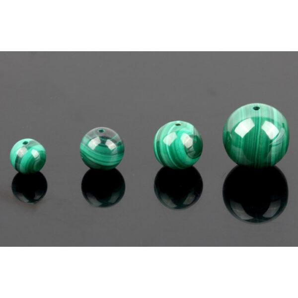 malachite bead, green stripes bead, round bead, through hole bead - Image 2