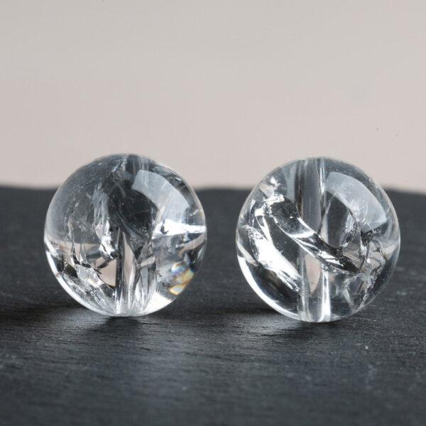 clear quartz bead, inner icy crack bead, round bead, through hole bead, natural bead, genuine bead - Image 2