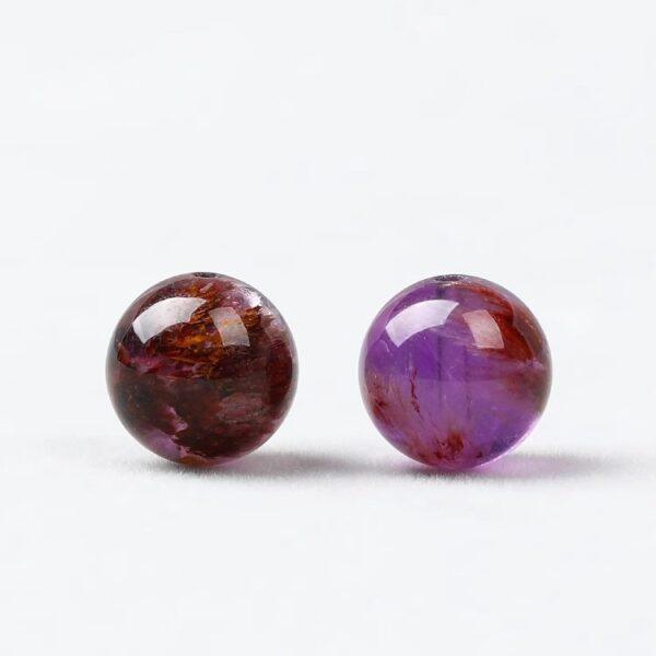 amethyst phantom quartz bead, purple bead, round bead, through hole bead, natural bead, genuine bead - Image 2