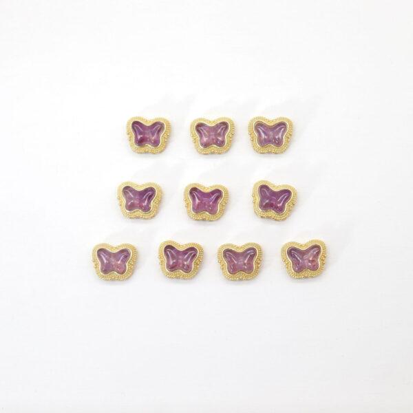 butterfly bead, bezel bead, amethyst bead, purple bead, sterling silver bead, gild bead, golden bead, 2pcs / 5 pcs - Image 2