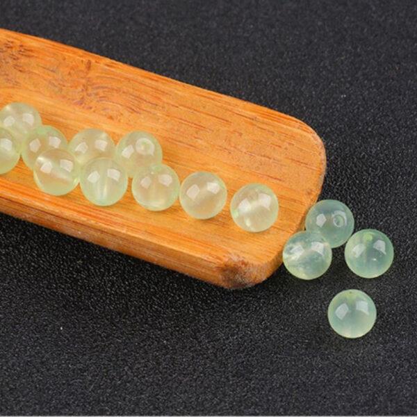 prehnite bead, green bead, yellow bead, round bead, through hole bead - Image 4