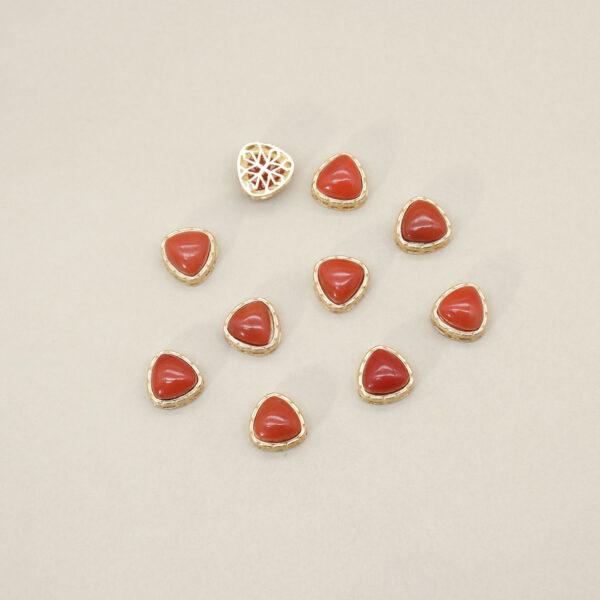triangle bead, bezel bead, agate bead, red bead, sterling silver bead, gild bead, golden bead, 2pcs / 5 pcs - Image 3