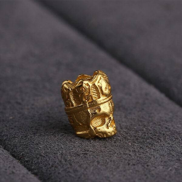 skull shape bead, crown bead, crown skull bead, spacer bead, s925 sterling silver, sterling silver bead, golden bead, gild bead - Image 3
