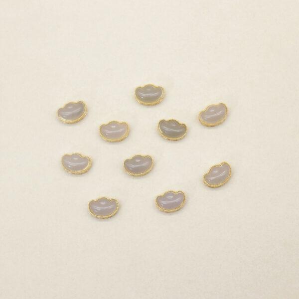 ruyi flower bead, bezel bead, nephrite bead, purple gray bead, white bead, sterling silver bead, gild bead, golden bead, 2pcs / 5 pcs - Image 4