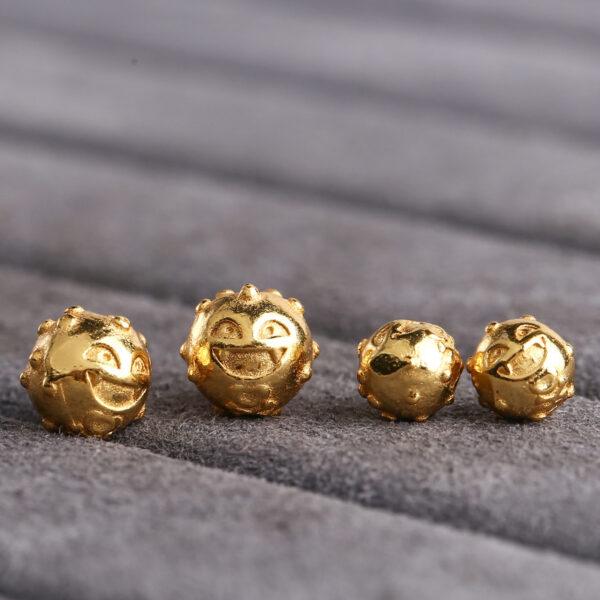 laughing face bead, round bead, spacer bead, s925 sterling silver, sterling silver bead, golden bead, gild bead - Image 3